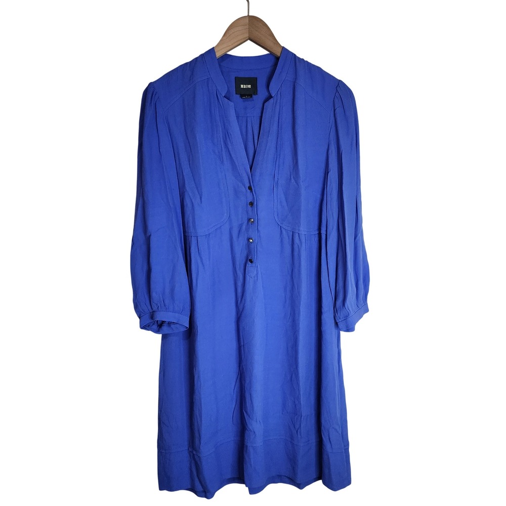 Maeve Anthropologie Dress Women's 4 Small Pop Over 3/4 Sleeve Blue‎